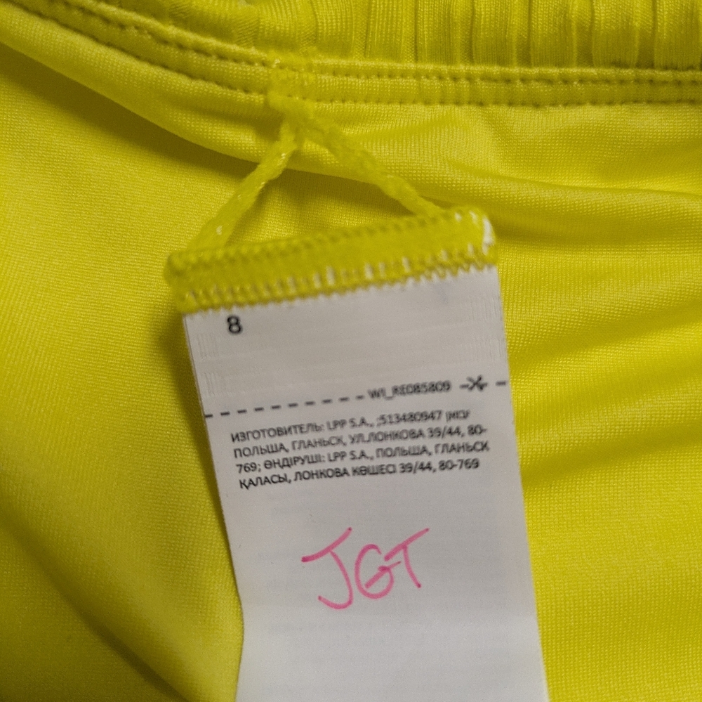 Lemon Yellow Mid Rise Ribbed Bikini Bottom - Picture 4 of 5